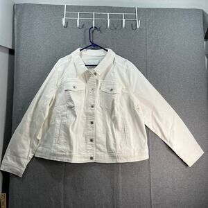 Studio Park x Amy Stran Distressed Denim Jacket White Size 2X